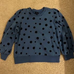 Who What Wear polka dot crewneck puff sleeve size M